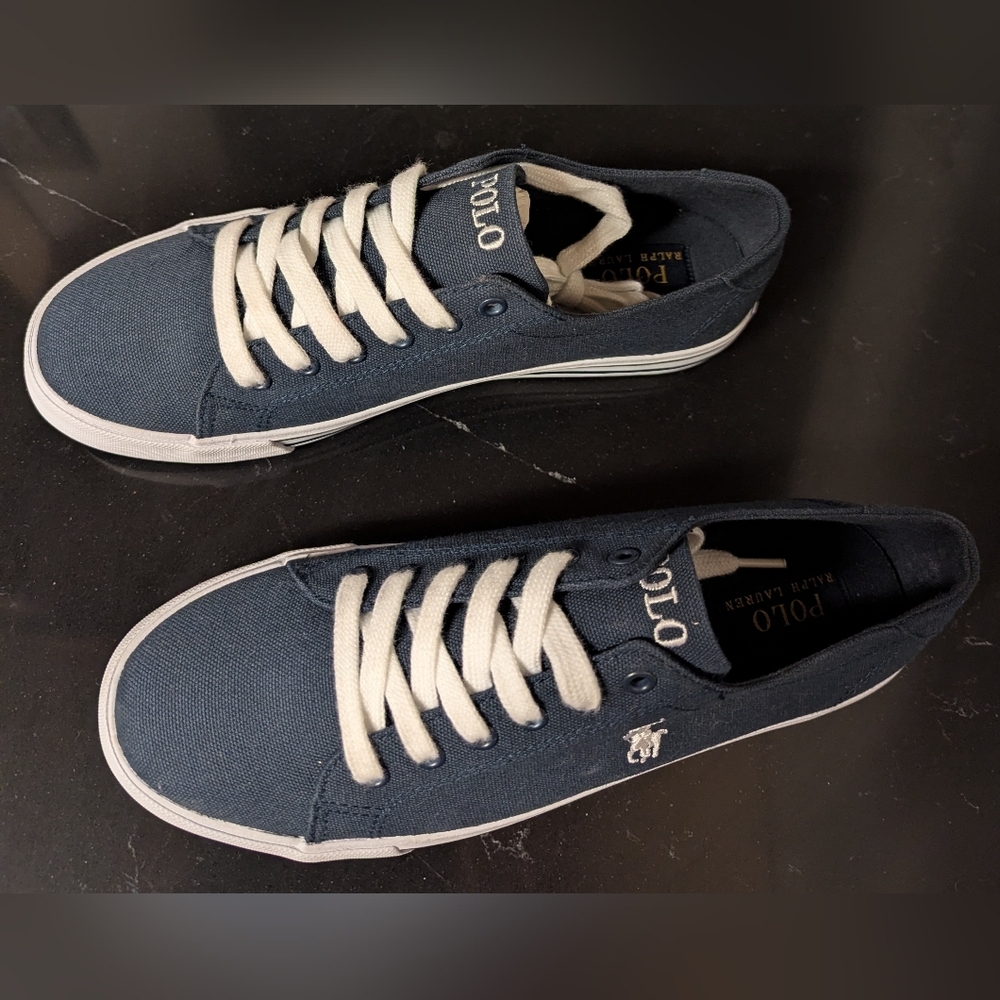 Polo Ralph Lauren Slater Canvas Low-Top Sneakers Junior Size 6.5 NWOT MSRP$69.95 - Picture 3 of 7